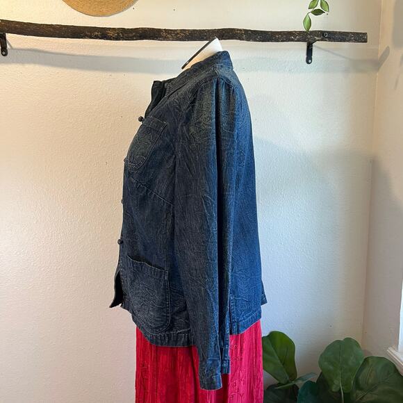 Ralph Lauren Cotton Denim Washed Worn Look Loop Button Chore Coat Size 1X - Picture 4 of 11